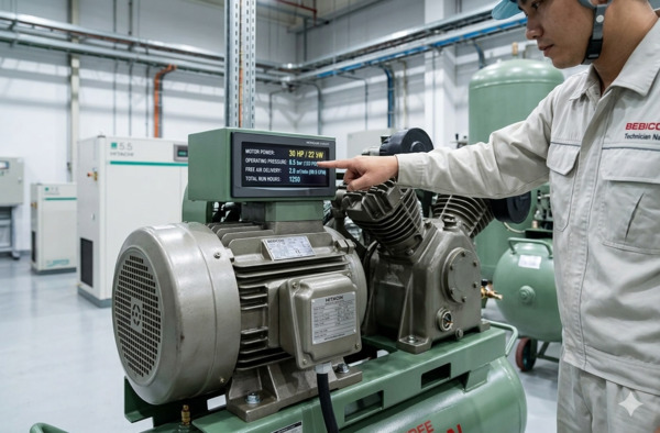 Công suất máy nén khí là năng lượng motor tạo khí nén tiêu thụ.