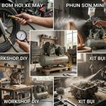Máy nén khí 1HP phù hợp bơm xe, xịt bụi, phun sơn