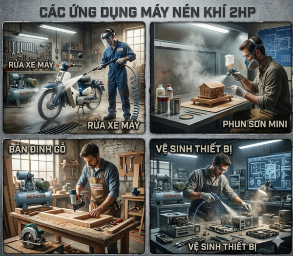 Các nhu cầu sử dụng phổ biến của máy nén khí 2HP