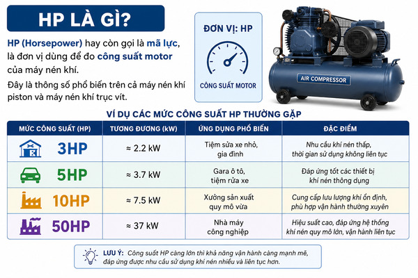 HP (Horsepower) là mã lực