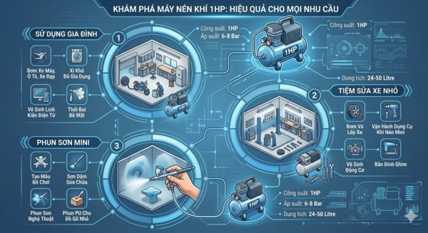 Chọn máy nén khí 1HP cũ theo nhu cầu sử dụng