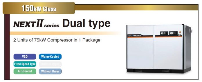 Máy nén khí trục vít có dầu Hitachi 150kW