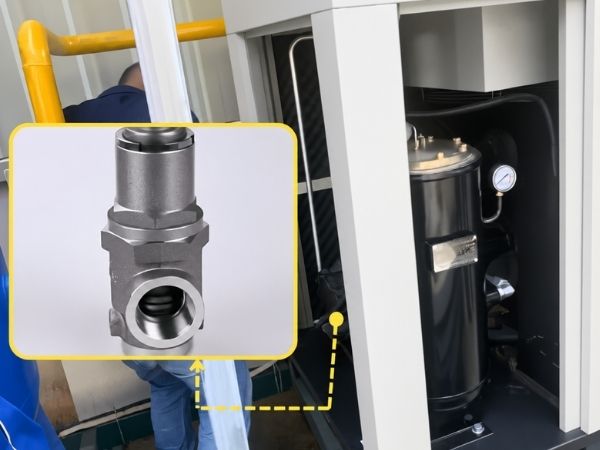 Vị trí lắp đặt van áp suất tối thiểu trên máy nén khí